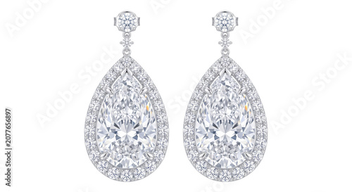 Foto Classic diamond teardrop stud earrings jewelry pair