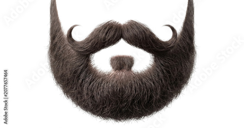 Fotografie Thick brown beard with curled handlebar mustache set