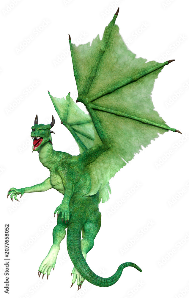 Fototapeta premium 3D Rendering Fairy Tale Dragon on White