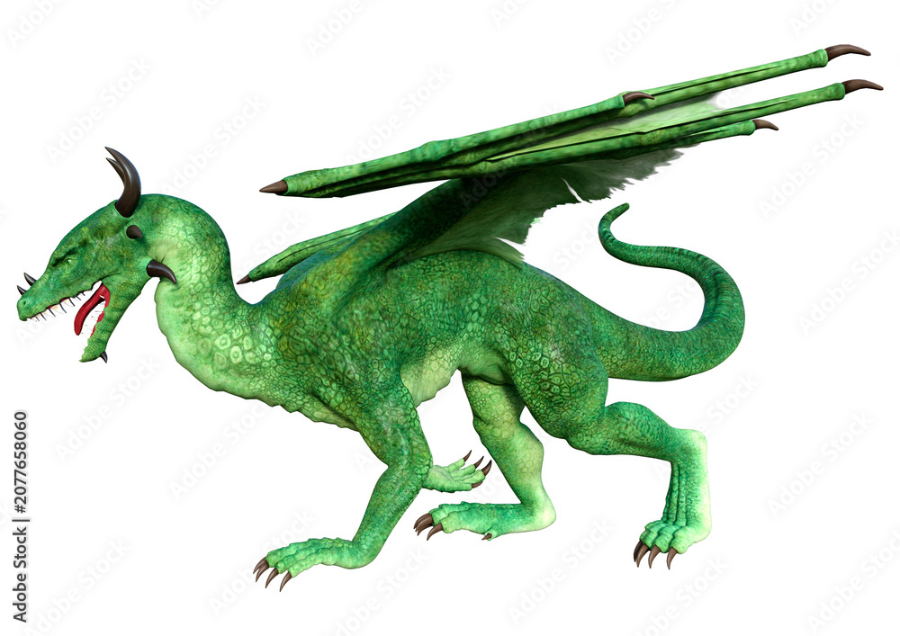 Fototapeta premium 3D Rendering Fairy Tale Dragon on White