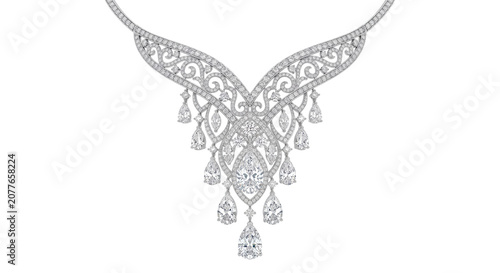 Photos Luxury silver diamond tiara style necklace jewelry