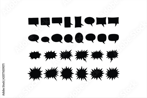 Comic Splash and Explosion Shape Set with Burst, Bang, Blast, Shine and Star Sale Labels Sticker Vector Illustration