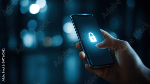 Smartphone security lock icon concept