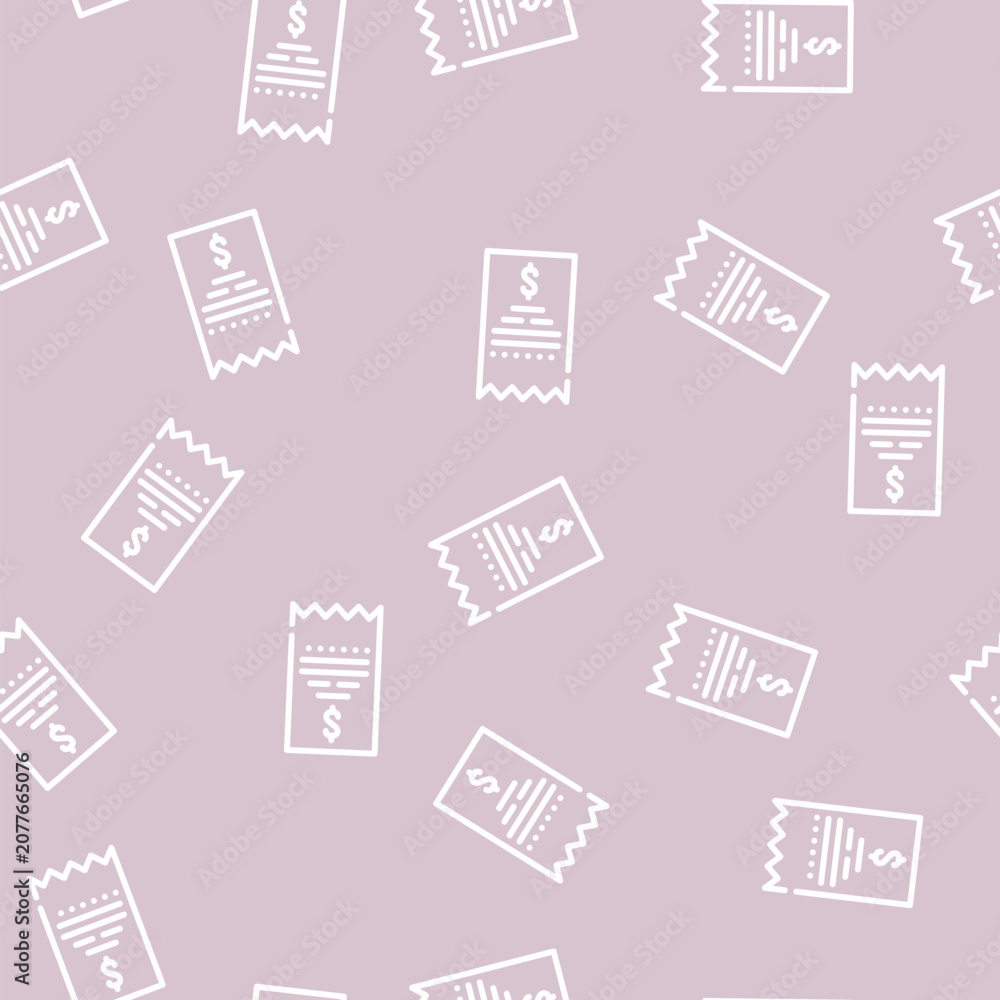 Fototapeta premium payment receipt line seamless pattern payment receipt thin line illustration