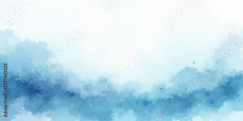 Fotografía Clear Blue Sky with Fluffy White Clouds and Bright Sunlight over Serene Summer A