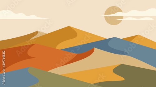 Canvastavla Watercolor Desert Dunes Landscape Painting