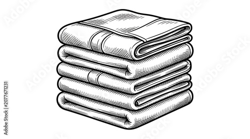 Принти на полотні Stack of Folded Towels Sketch Illustration