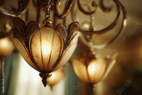 Elegant Chandelier with Glass Bulbs Interior