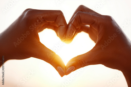 Hands forming heart shape isolated on white