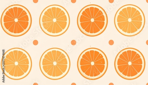 Creative orange slice pattern with decorative dots background.