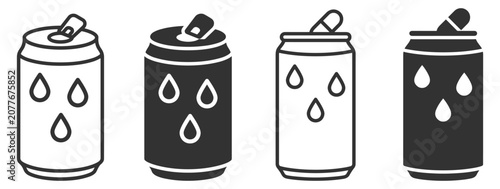 water drink can icon set vector illustration on transparent background