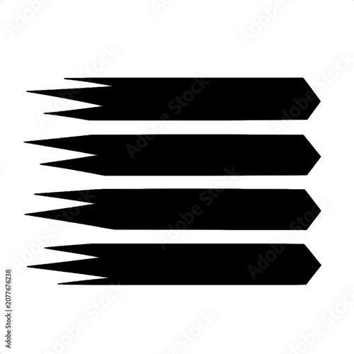 Four thick blocky speed lines vector arrows set
