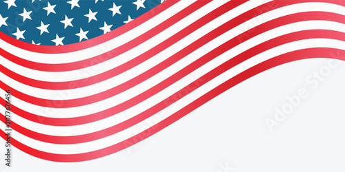 USA Independence Day 4th of July Waving American Flag Background with Copy Space