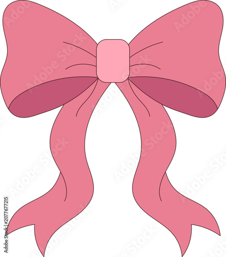 Voluminous and bright pastel pink bow decoration vector illustration EPS