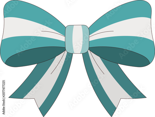 Sophisticated teal green bow with stylish stripe decoration vector illustration EPS