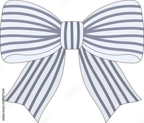 Classic light blue and white vertical stripe pattern bow vector illustration EPS