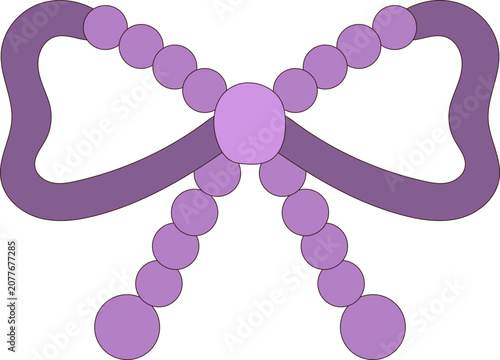 Elegant lavender purple bow made of pearl beads chain vector illustration EPS