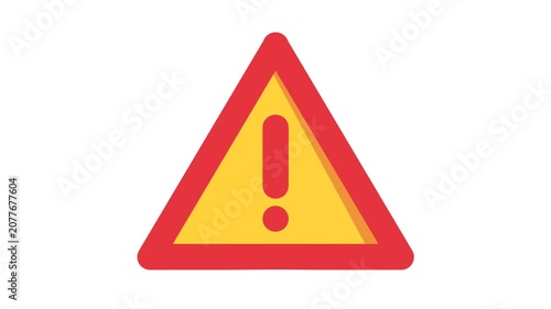 Warning sign illustration animation. Looping 4k video