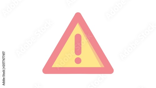 Warning sign illustration animation. Looping 4k video