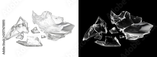 Obraz na płótnie Cluster of sharp shattered glass shards isolated on transparent background for a