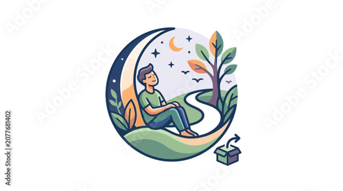 Tableau sur toile A person explores a museum independently and thoughtfully at night
