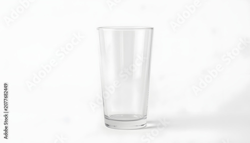Blank glass tumbler isolated on white background, studio photography. White tone