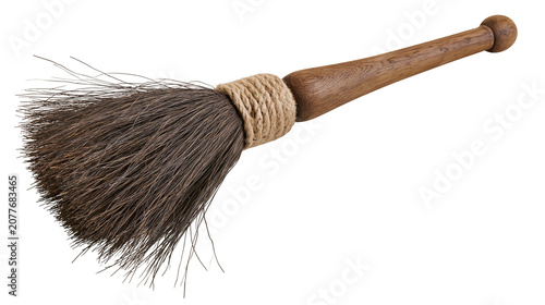 Fotografía Rustic wooden whisk broom with twine binding