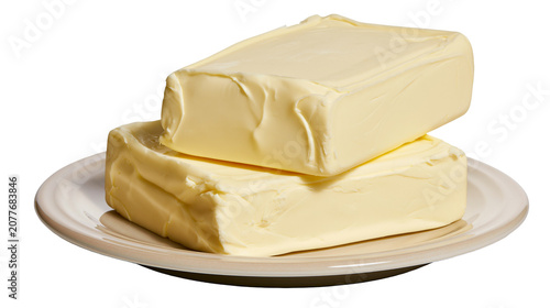 Konstfotografi Two blocks of butter stacked on a plate