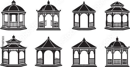 Photos Elegant gazebo designs with intricate architectural details Vector