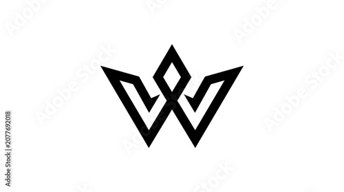 Black geometric W crown monogram logo design