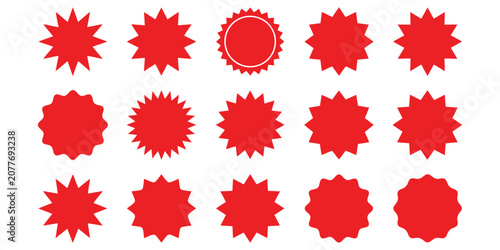 Foto Set of red starburst, sunburst badges, Sale sticker, price tag, starburst icon set , Circle sticker set