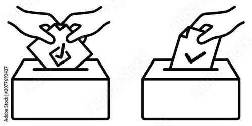 Fotografie 投票・選挙・アンケートのアイコン　選挙　投票箱　調査　イラスト　投票ボックス　参議院選挙　投票所　紙 ( Voting, election, survey icon, election, ballot box, survey, illustration, ballot box, House of Councillors election, polling station, paper)