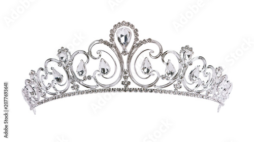 Foto Silver tiara with clear teardrop and round rhinestones