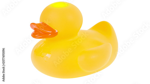 Canvastavla Yellow rubber duck toy with orange beak