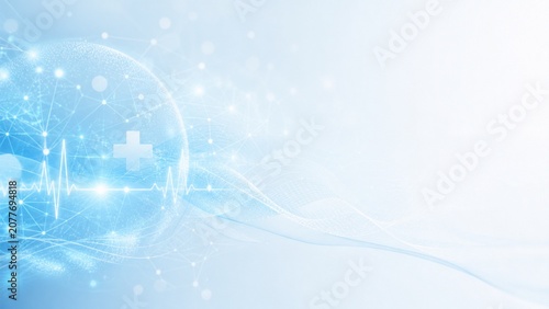 Bright Medical AI Background With Pulse Wave