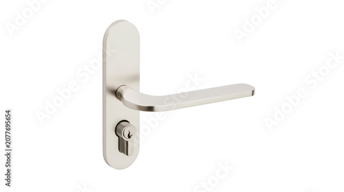 Cuadro en lienzo Brushed metal door handle with keyhole escutcheon plate