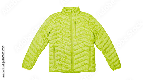 Foto Lime green quilted puffer jacket with zipper and pockets