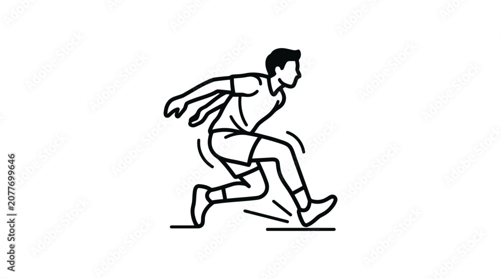Fototapeta premium Athlete Runner Sprinting Dynamic Action Line Art Icon
