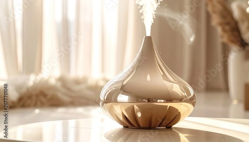 Essential oil diffuser on table indoors.