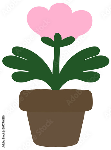 Pink flowers in  pot isolated on transparent background.