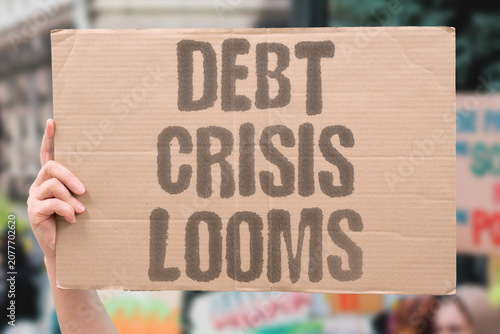 Schilderij op canvas "Debt crisis looms" Fiscal instability threatens national security