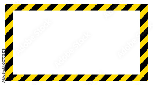 Fotografie Yellow and black hazard warning stripes rectangular frame