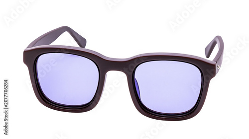 Konstfotografi Thick dark brown frame square sunglasses with light purple lenses