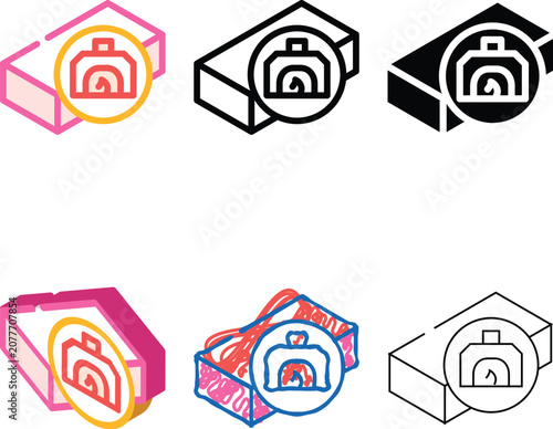 Tableau sur toile brick variations for ovens color icon vector