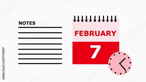 February 7 Calendar Page with Notes Section calendar date month.
