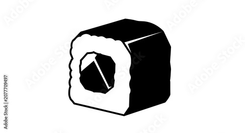 Sushi roll silhouette against a white background