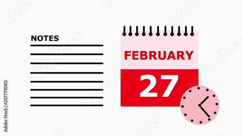 February 27 calendar page with notes section on white background date month.