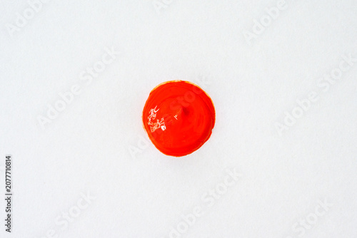Single Red Glass Marble Isolated on White Background