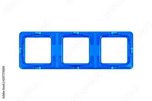 Blue Magnetic Building Block Frame Isolated on White Background