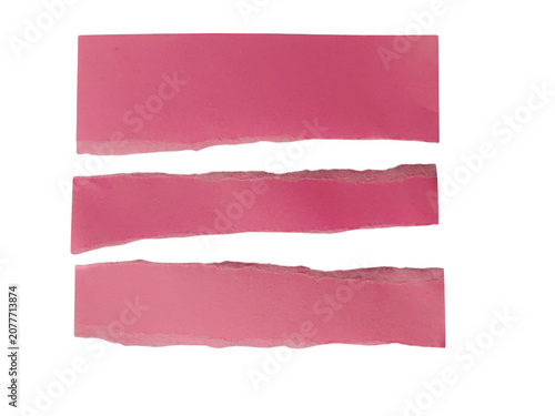 Photos Three horizontal pink fabric strips with frayed edges isolated on transparent ba